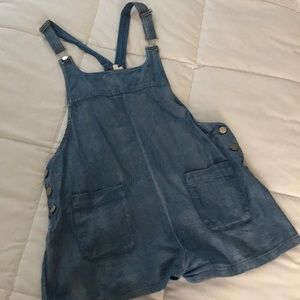 Light denim short overalls/maternity